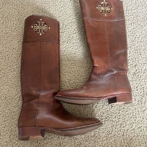 Tory Burch Brown Leather Riding Boots